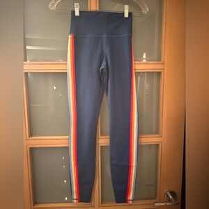 Spiritual Gangster Blue Leggings with rainbow stripe